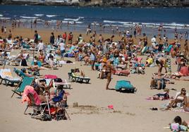 La playa de San Lorenzo, esta mañana.