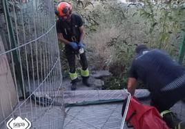 Los bomberos durante el rescate.