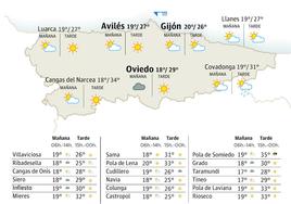 Mapa del tiempo en Asturias del martes 22 de agosto.