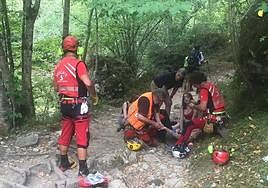 Los efectivos del SEPA atienden a la mujer herida.