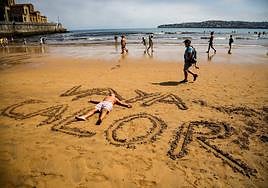 Playa de San Lorenzo esta mañana.