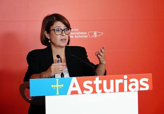 Adriana Lastra, en rueda de prensa este mañana.