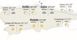 Mapa del tiempo en Asturias para este lunes, 2 de octubre.