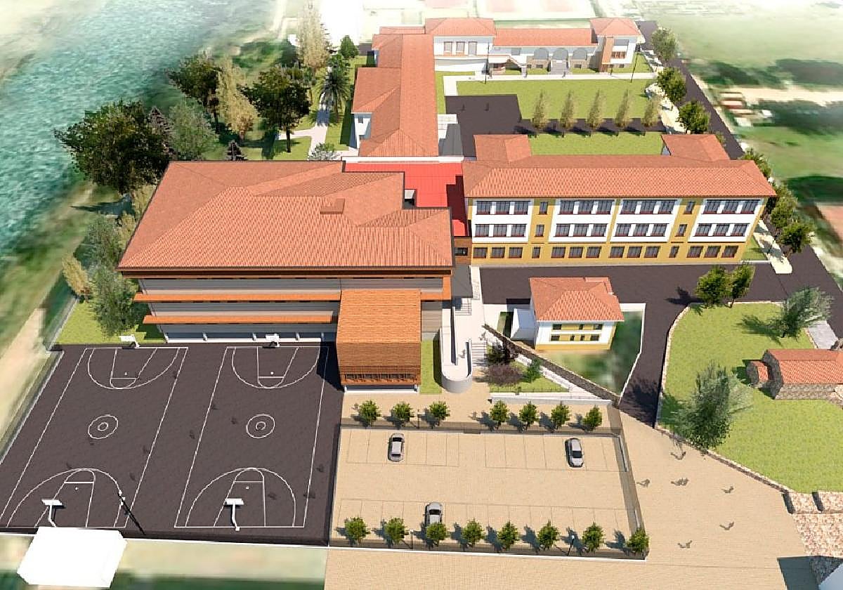 Recreación de cómo quedará el instituto de Cangas de Onís tras la remodelación.
