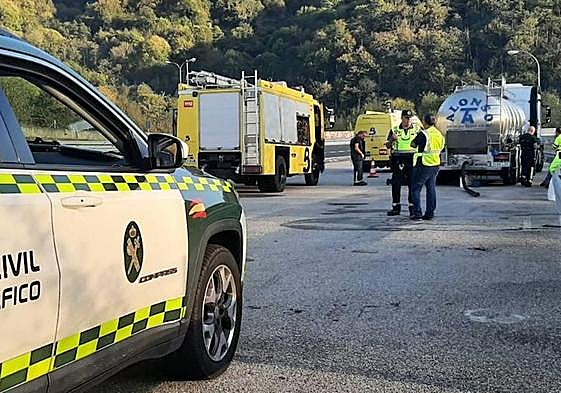 El camión afectado.