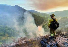 Diez incendios forestales mantienen la alerta en Asturias