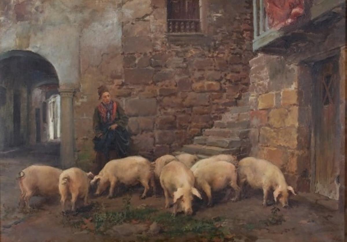 'Una mujer conduciendo cerdos', de Salvador Martínez Cubells.