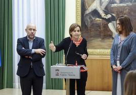 Pintueles, Moriyón y Mitre, durante la rueda de prensa.