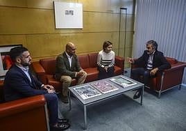 Jorge García, Jesús Martínez Salvador, Carmen Moriyón y Alejandro Calvo, ayer, en la sede de la Consejería de Fomento, en Oviedo.