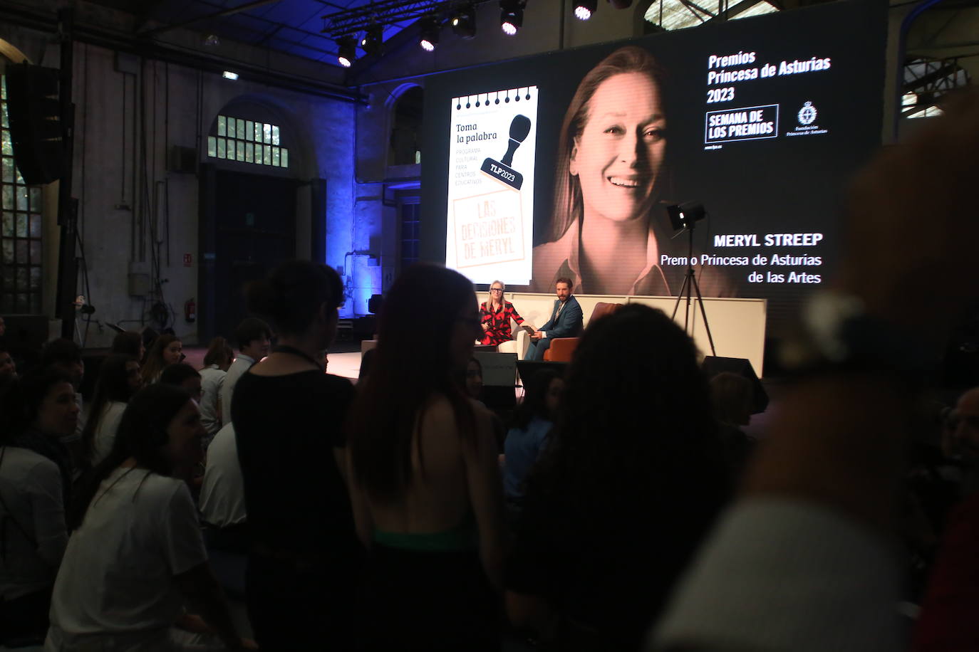 El encuentro de Meryl Streep con alumnos asturianos, en imágenes