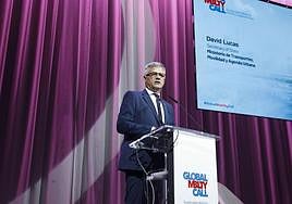 El secretario de Estado de Transporte, Movilidad y Agenda Urbana, David Lucas, este jueves, en la tercera jornada del Global Mobility Call en Madrid.