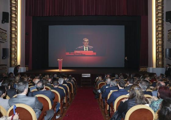 Al inicio de la gala se proyectó una parte del discurso que Marcelino Gutiérrez pronunció en la gala de los Premios EL COMERCIO de 2017.