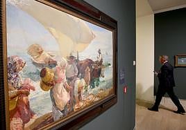 'Buena pesca', óleo de 1903, en una de las dos salas pintadas en un tono azul que permite disfrutar la luz.