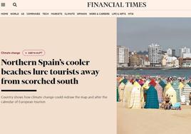 Captura de la web del diario Financial Times, en la que se hacen eco del auge del turismo en el norte de España.