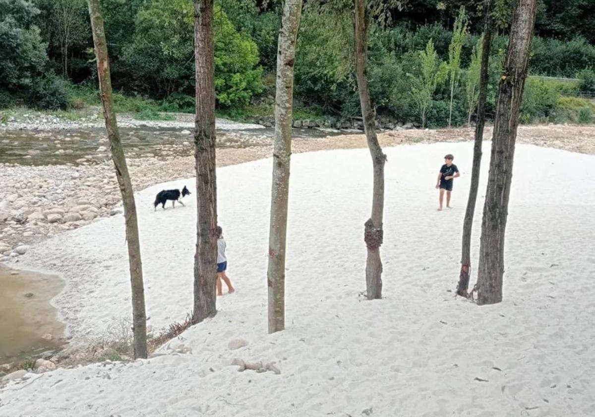 Playa fluvial de La Chalana en Laviana.