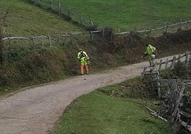 Personal del Ayuntamiento de Laviana realiza desbroces en la parroquia de Tiraña.