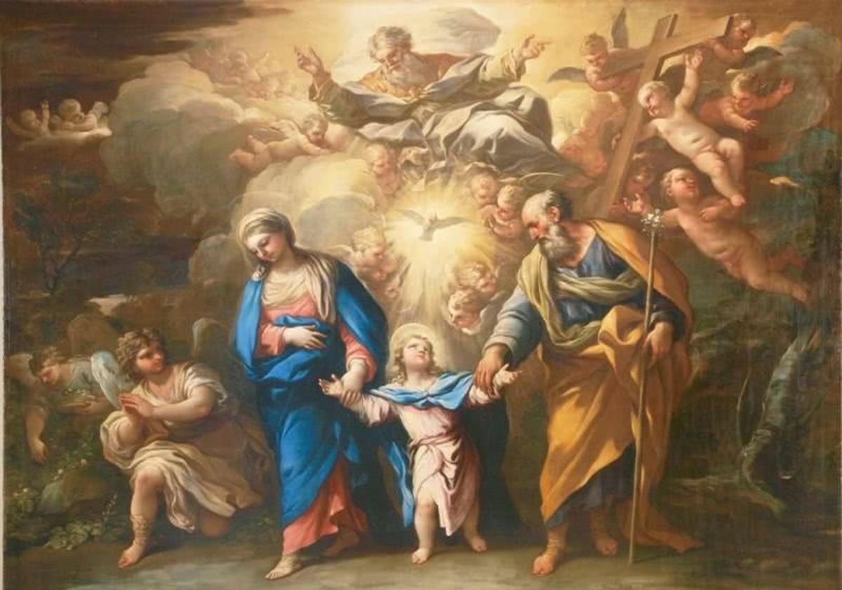 Imagen principal - 1) 'La Trinidad en la tierra' (1670-1675). Primera obra de Luca Giordano en el Bellas Artes de Asturias. 2) 'La temprana carrera de Murillo' (1865). John Phillip. El cotizado artista británico relee la carera de otro artista, en este caso Murillo, una de las estrellas del siglo XVII español. 3) 'La presentación de Cristo en el templo' (1580). De Paolo Caliari, conocido como El Veronés, y Luigi Benfatto, llamado Alvise dal Friso. 