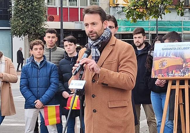 Álvaro Queipo, este miércoles, en un acto por el día de la Constitución, con Nuevas Generaciones.