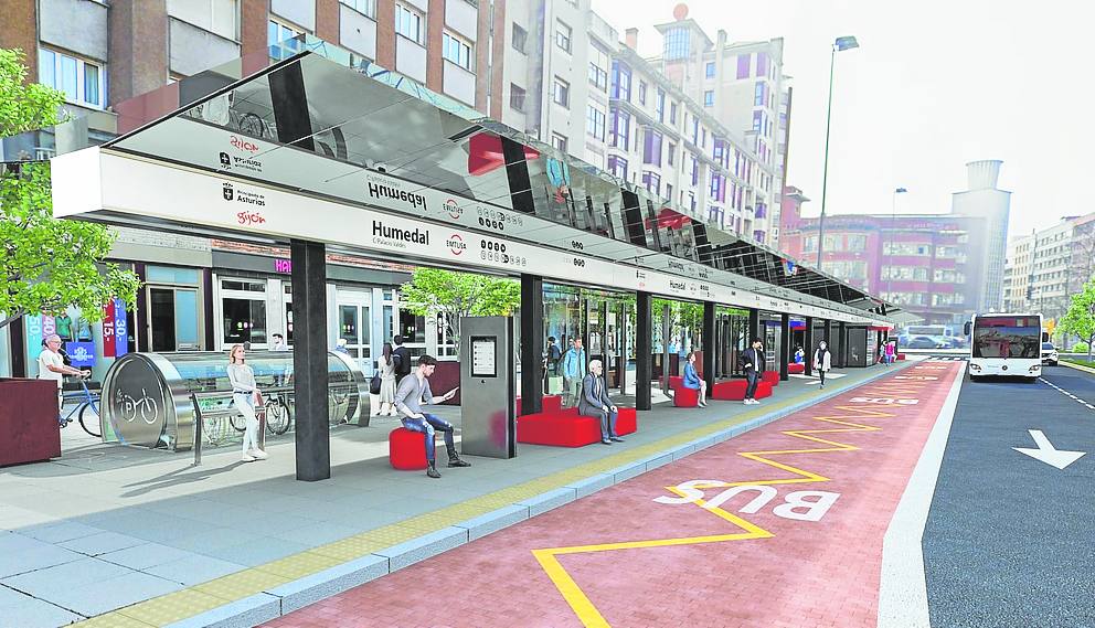 Recreación de las marquesinas de la Acerona, con un aparcamiento seguro para bicis. e. c.