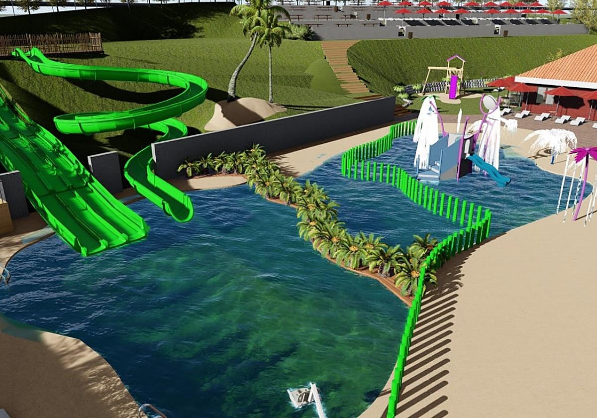 Infografía del parque acuático de Corvera, PACO.