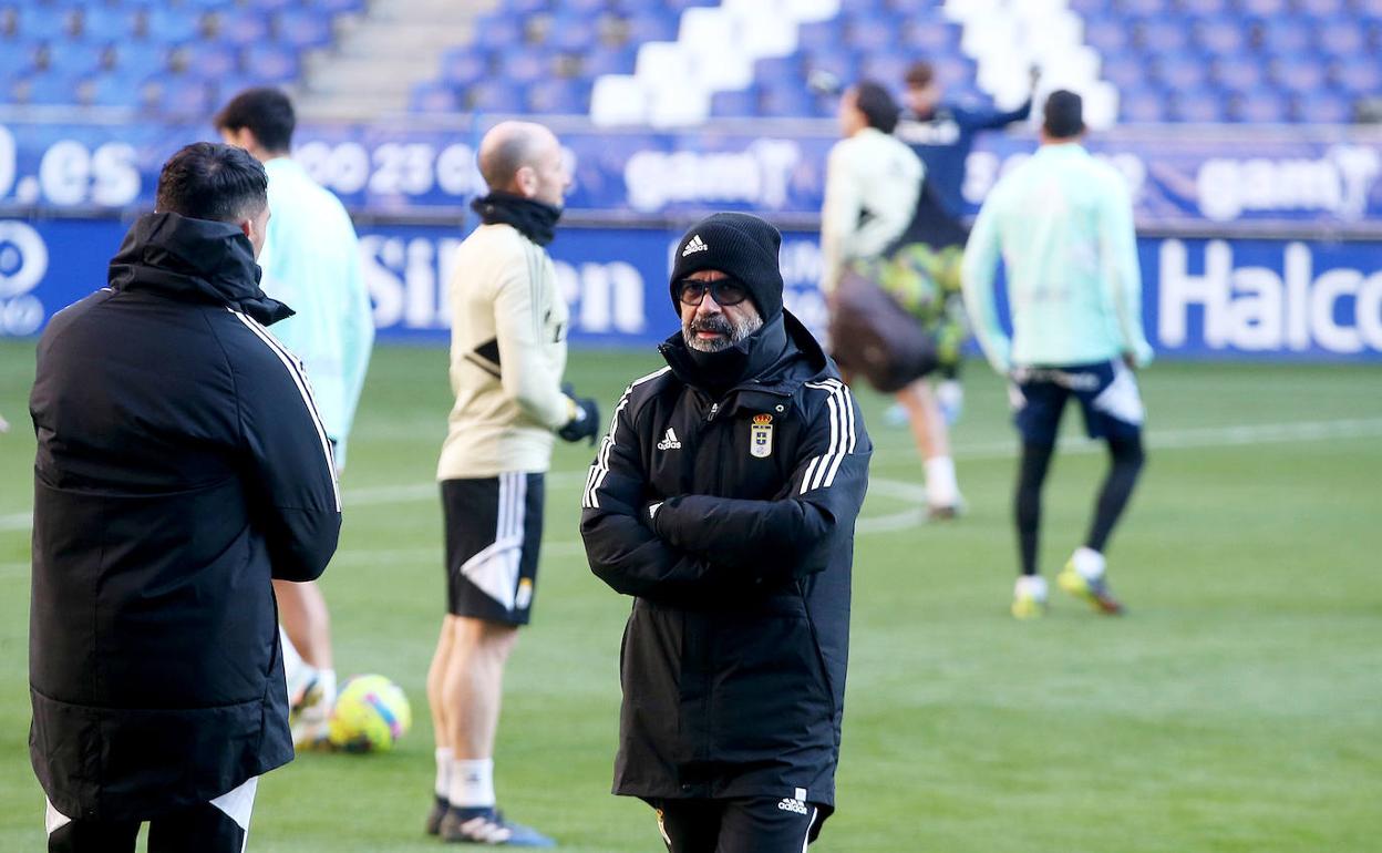 Cervera, durante el entrenamiento del equipo esta mañana.