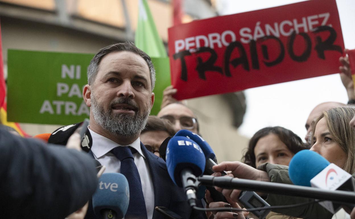 Santiago Abascal, esta mañana en el Tribunal Constitucional.