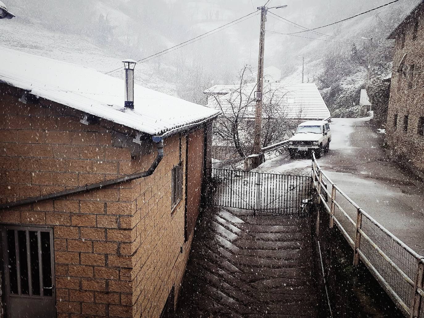 Nieve en Villarmental, en Cangas del Narcea. 