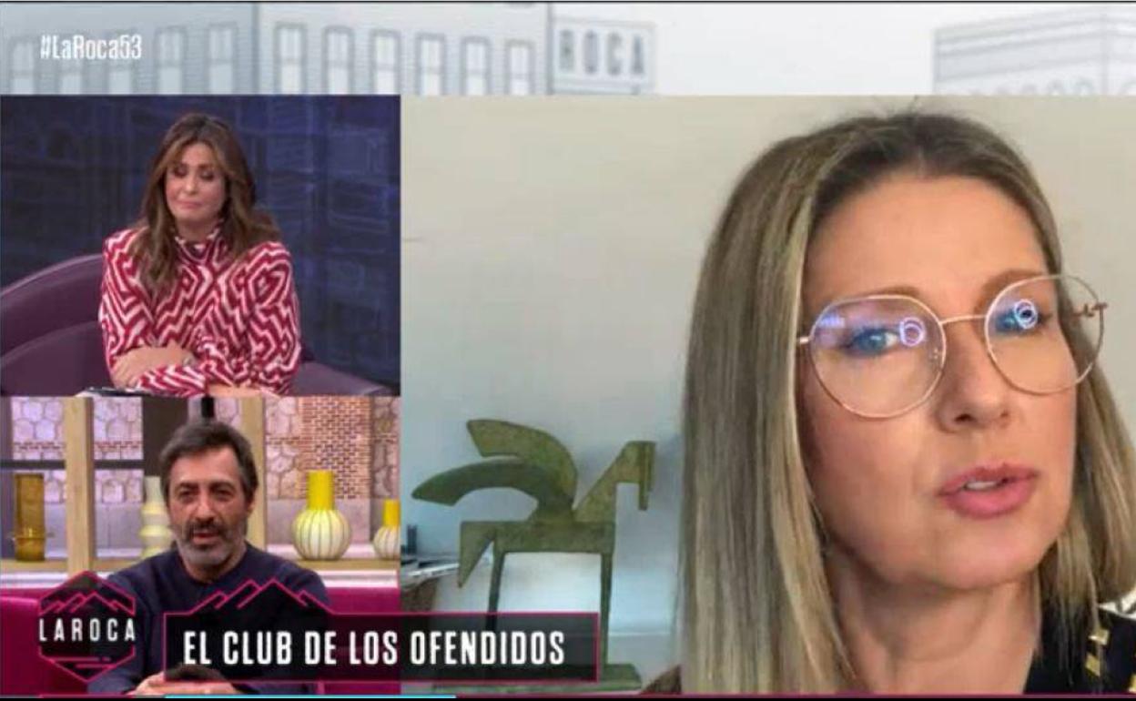 Captura de la videollamada de Anne Igartiburu en en el programa de 'La Roca'