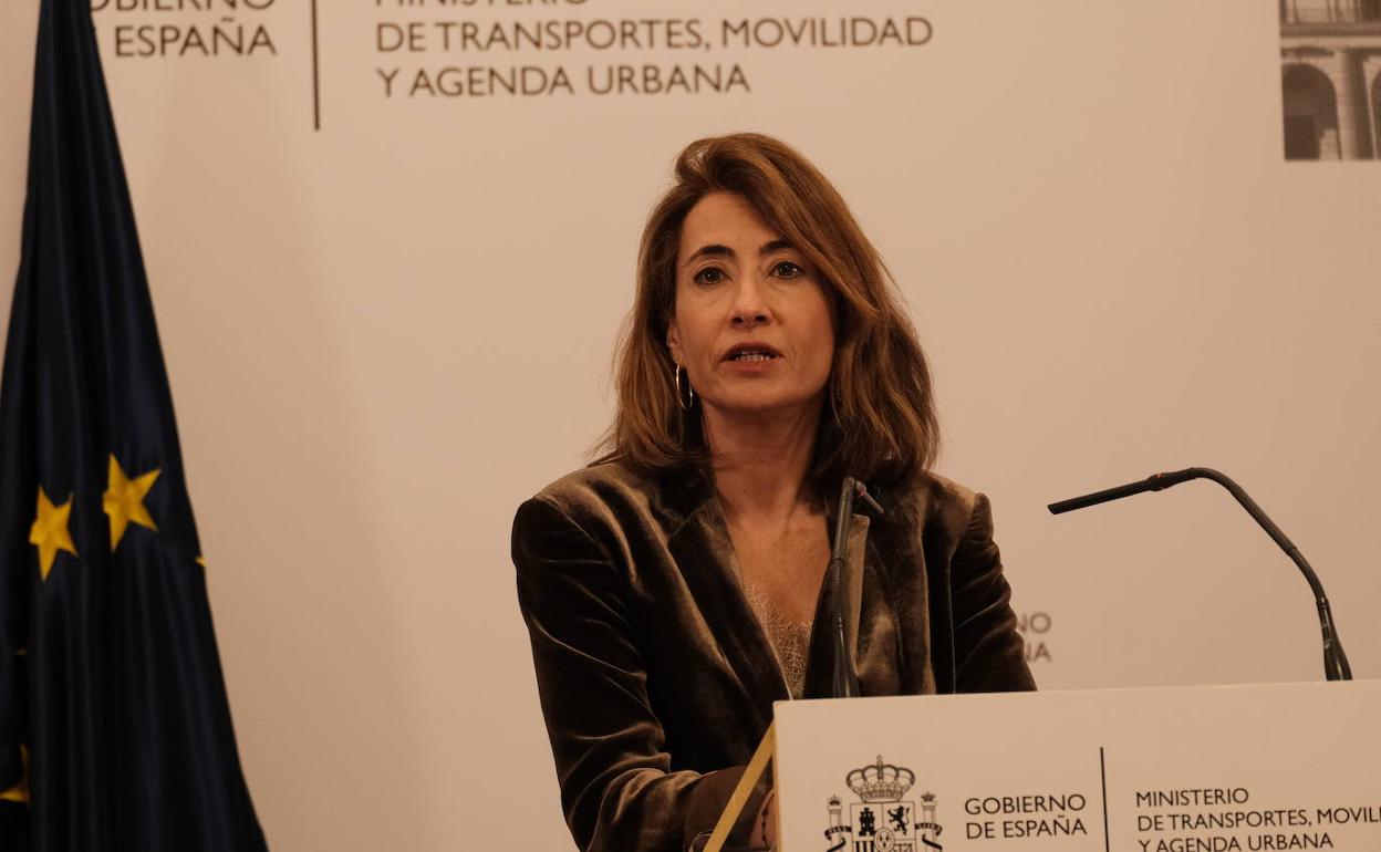 Raquel Sánchez, durante la rueda de prensa de ayer.