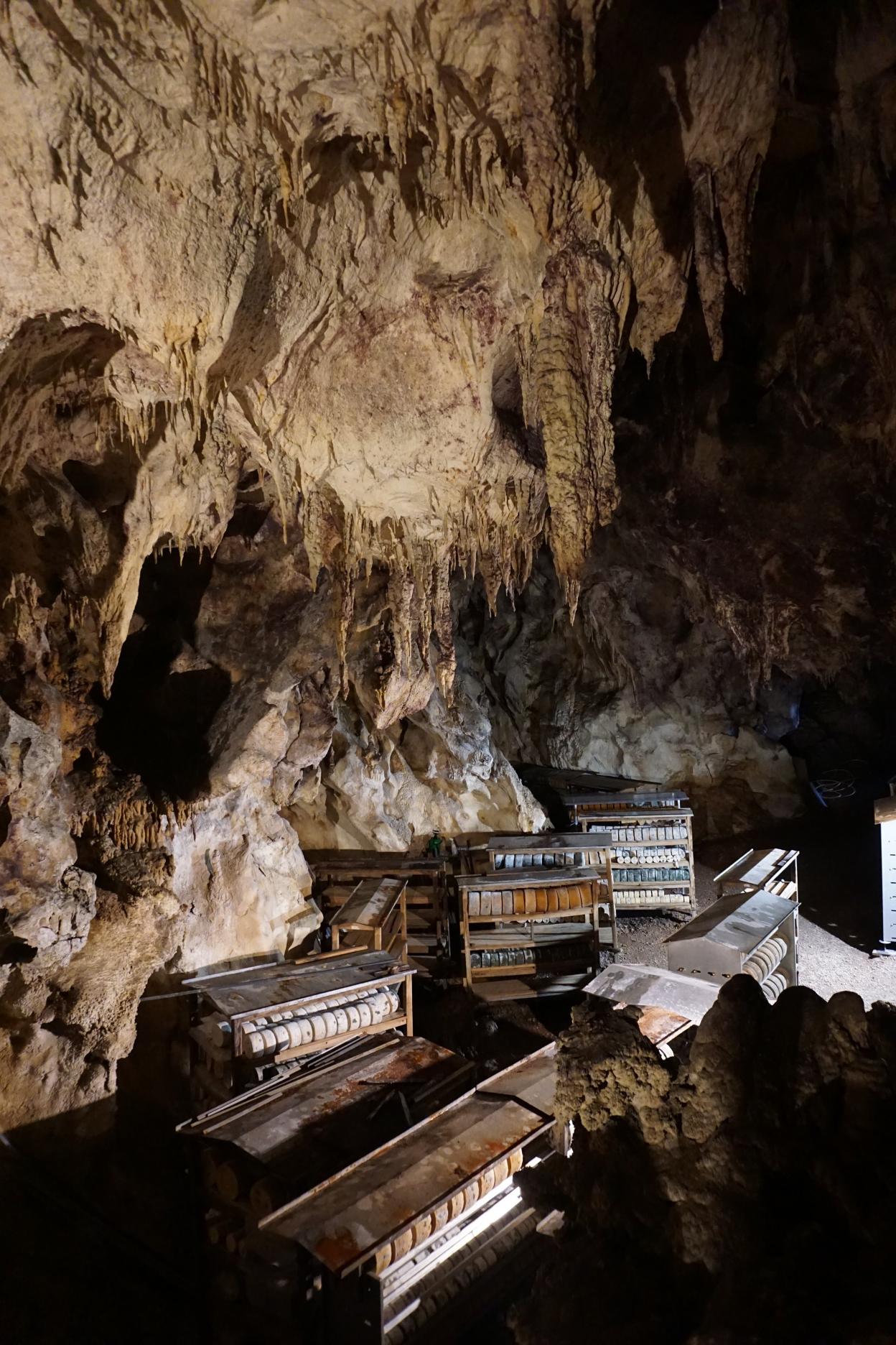 Quesos madurando en Cueva Oscura, donde falta espacio. 