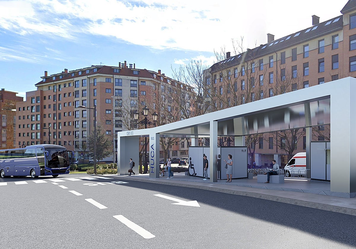 Una recreación del nuevo intercambiador de autobuses del HUCA, que costará 1,8 millones.