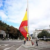 Bandera de España en Oviedo.
