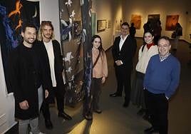 Aitor Martínez Valdajos, Iyán Castaño, Lucía García, Francisco de Asís, Paula Blanco y Luis Feás durante la inauguración.