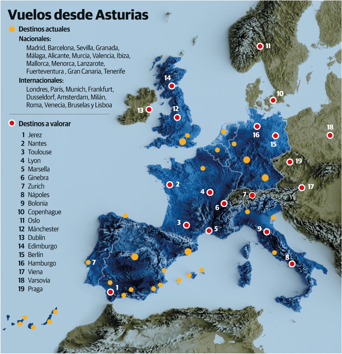 Asturias tantea 19 aeropuertos para abrir diez nuevas rutas en diez años