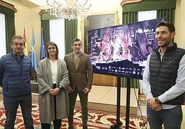Toni Amieva, Manuela Fernández, Jorge Pañeda y Alejandro Torre, en la presentación del Trail Gijón.
