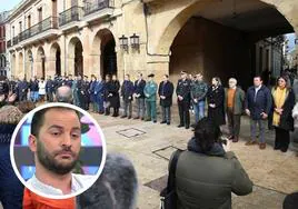 Minuto de silencio este lunes en Oviedo por los guardias civiles de Barbate. En el círculo, Antonio Tejado.