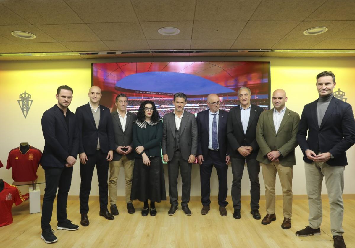 Presentación de 'Asturias 2030'. Fernando Sordo Madaleno, David Guerra, Jorge Pañeda, Vanessa Gutiérrez, Alejandro Irarragorri, José Ramón Cuetos Lobo, Joaquín Alonso, Jesús Martínez Salvador y Jorge González-Palacios.