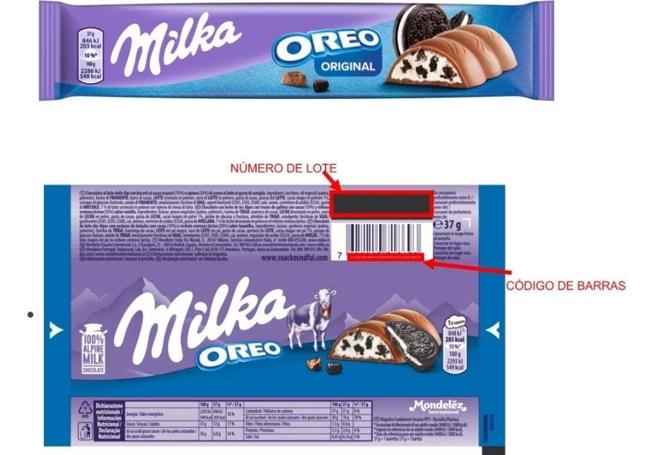 Lote de Milka Oreo afectado.