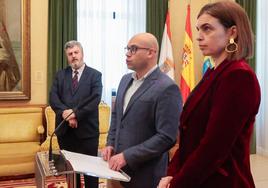 Jesús Martínez Salvador, portavoz del gobierno municipal, en la rueda de prensa esta mañana.