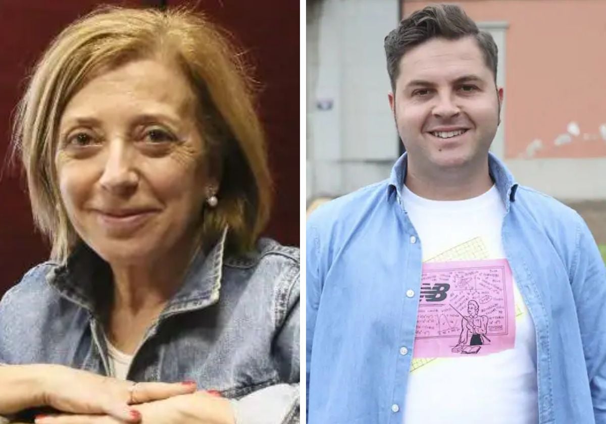 Amparo Antuña y el concejal que presentó su dimisión, Pelayo Suárez.