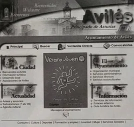 Un detalle de la primera web del Ayuntamiento de Avilés.