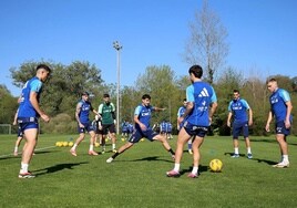Un entrenamiento del Real Oviedo.