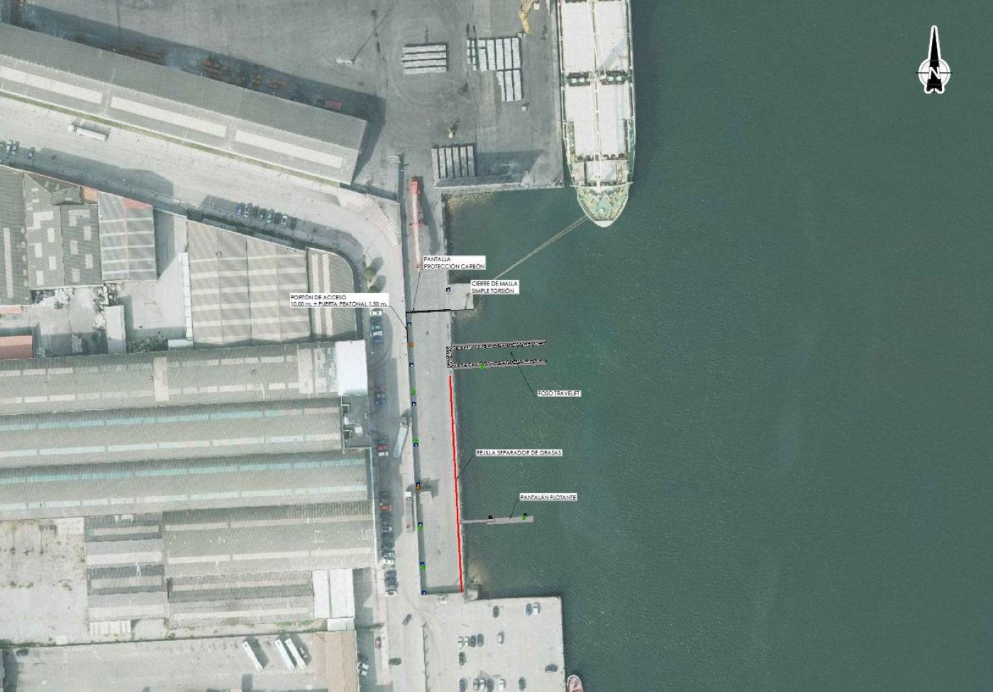 La zona en la que irá el nuevo espacio para mantener embarcaciones en la margen izquierda que se sitúa entre el final del muelle pesquero y el inicio del comercial.