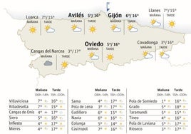 Mapa del tiempo en Asturias para este miércoles, 17 de abril.