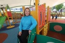 Eva López,siempre positiva, en el parque infantil de Las Vegas.