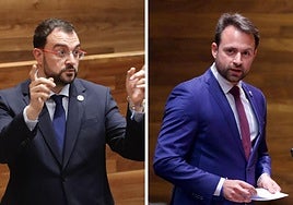 Adrián Barbón y Álvaro Queipo en sus respectivas intervenciones en la Junta General.