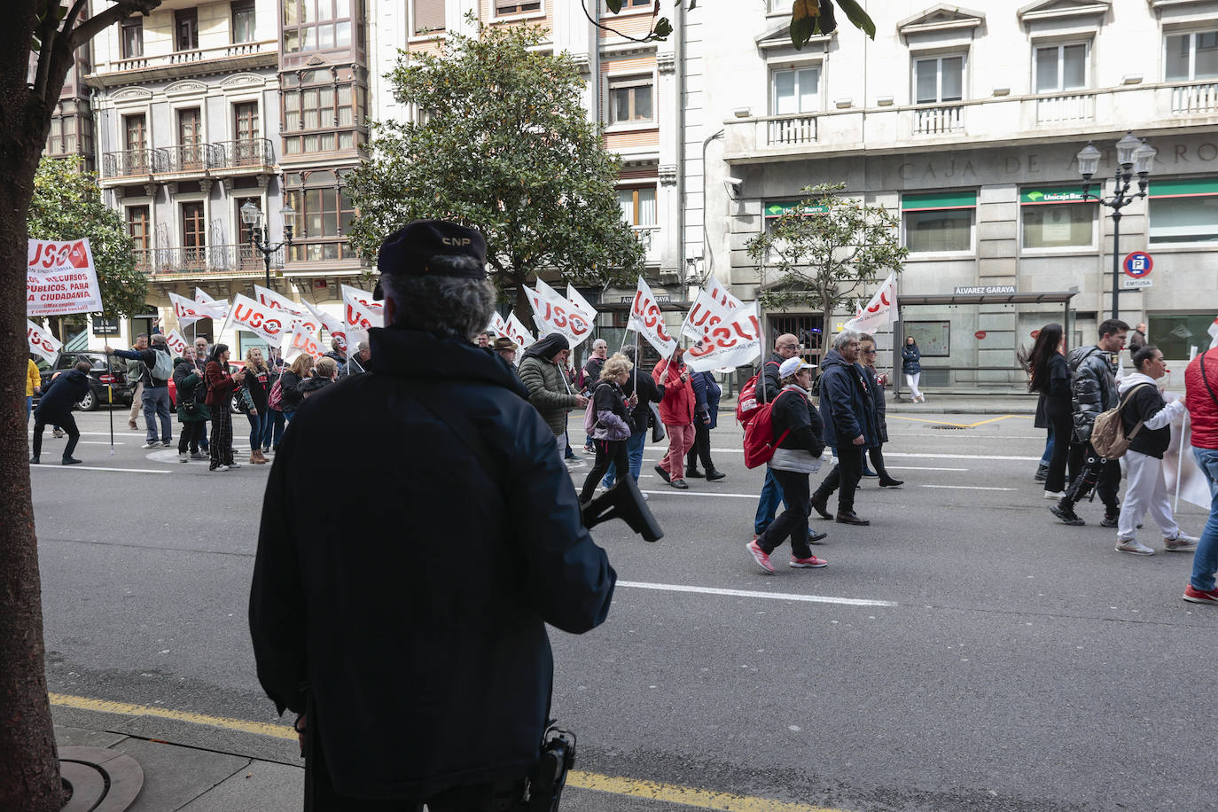 Así fueron las manifestaciones en Gijón de USO y los sindicatos minoritarios