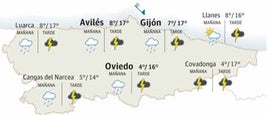 Mapa del tiempo en Asturias para este miércoles, 1 de mayo.