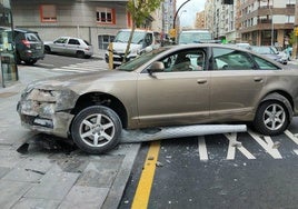 El coche acabó derribando una farola.