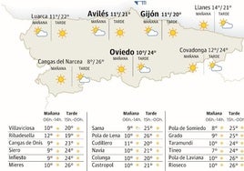 Mapa del tiempo en Asturias para este jueves, 9 de mayo.